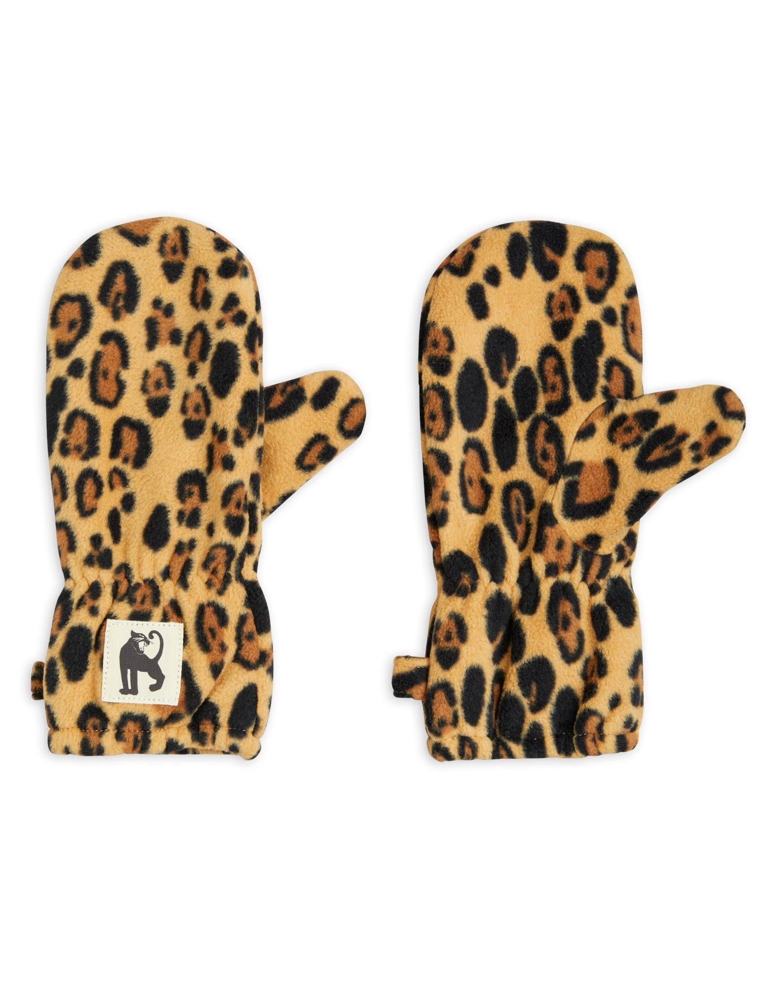 Basic leopard fleece mittens