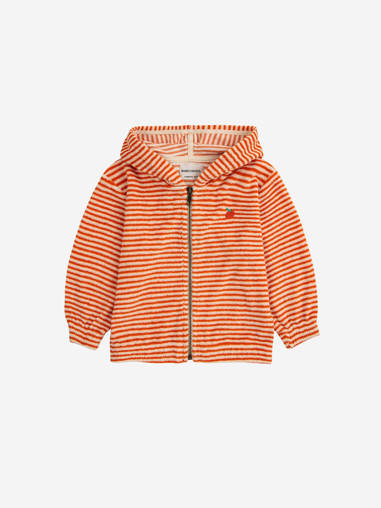 Baby Orange Stripes terry zipped hoodie