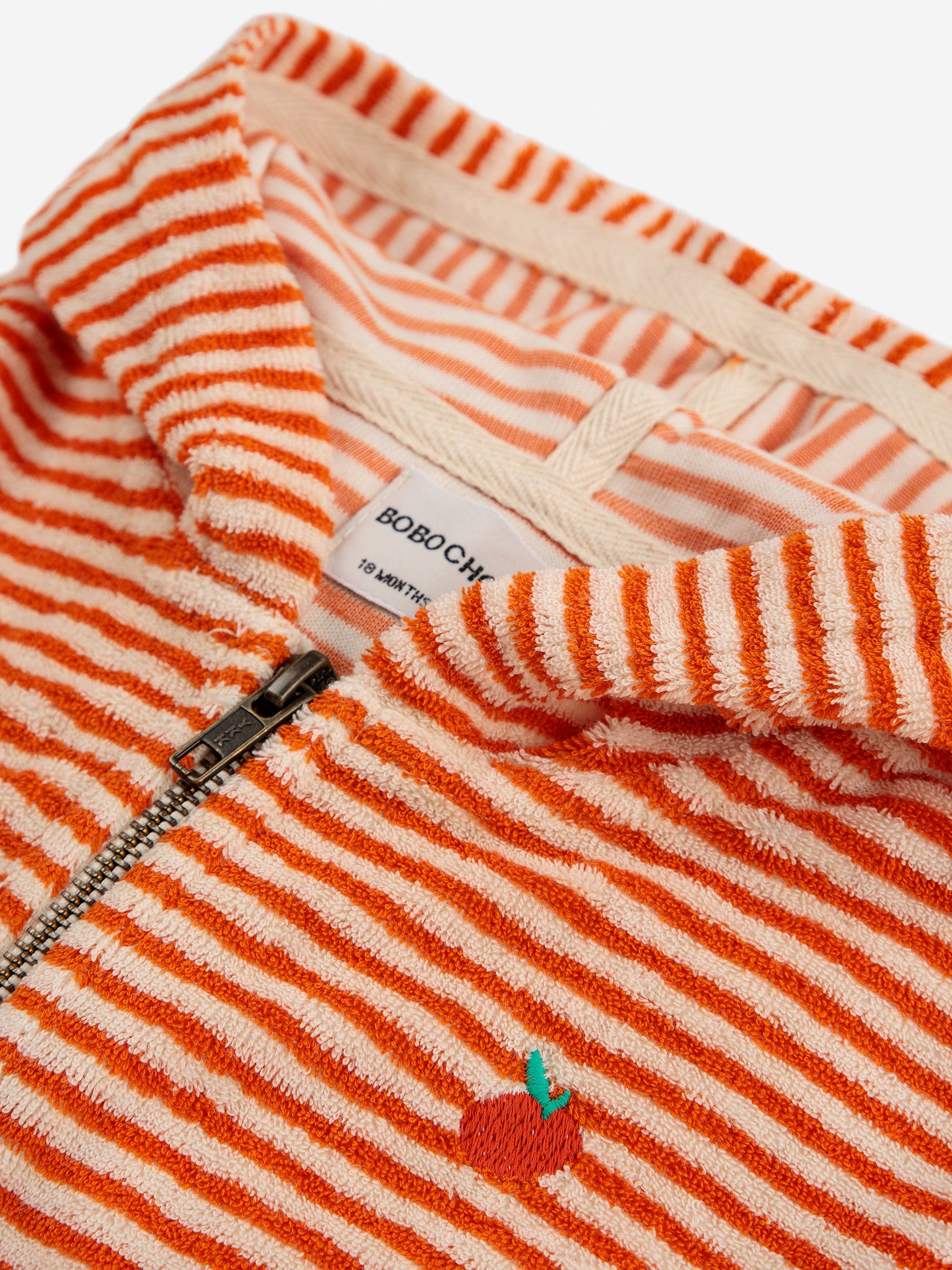 Baby Orange Stripes terry zipped hoodie