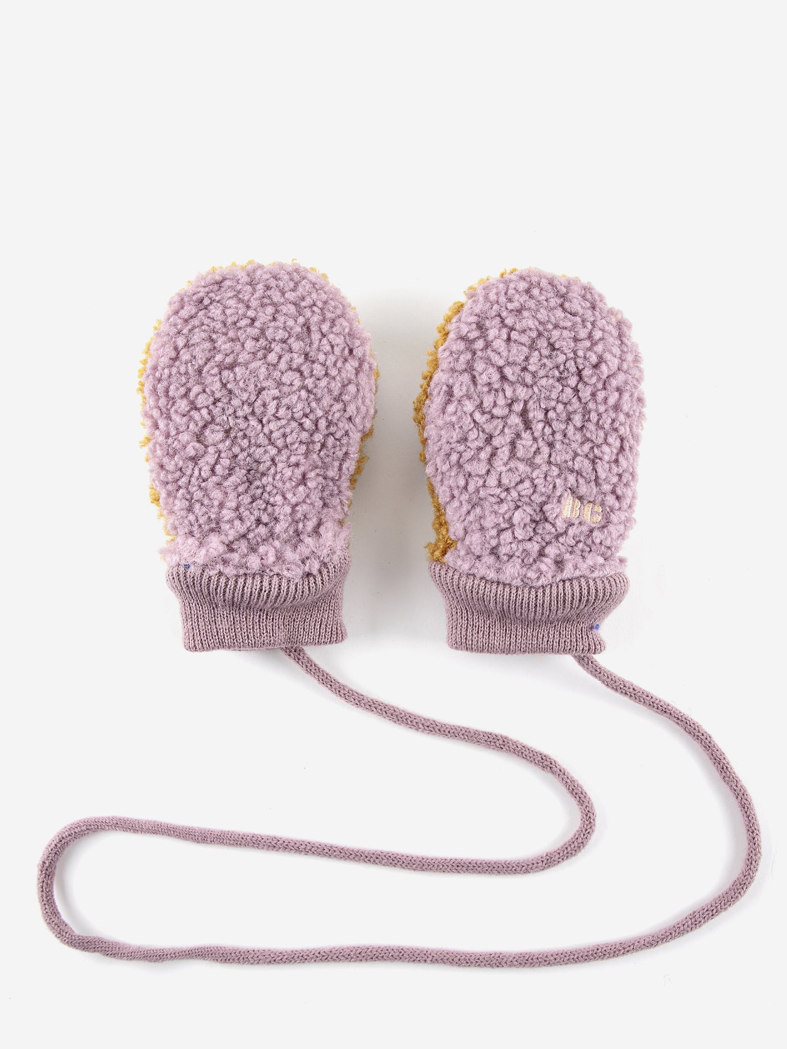 Baby Color Block lavender sheepskin gloves