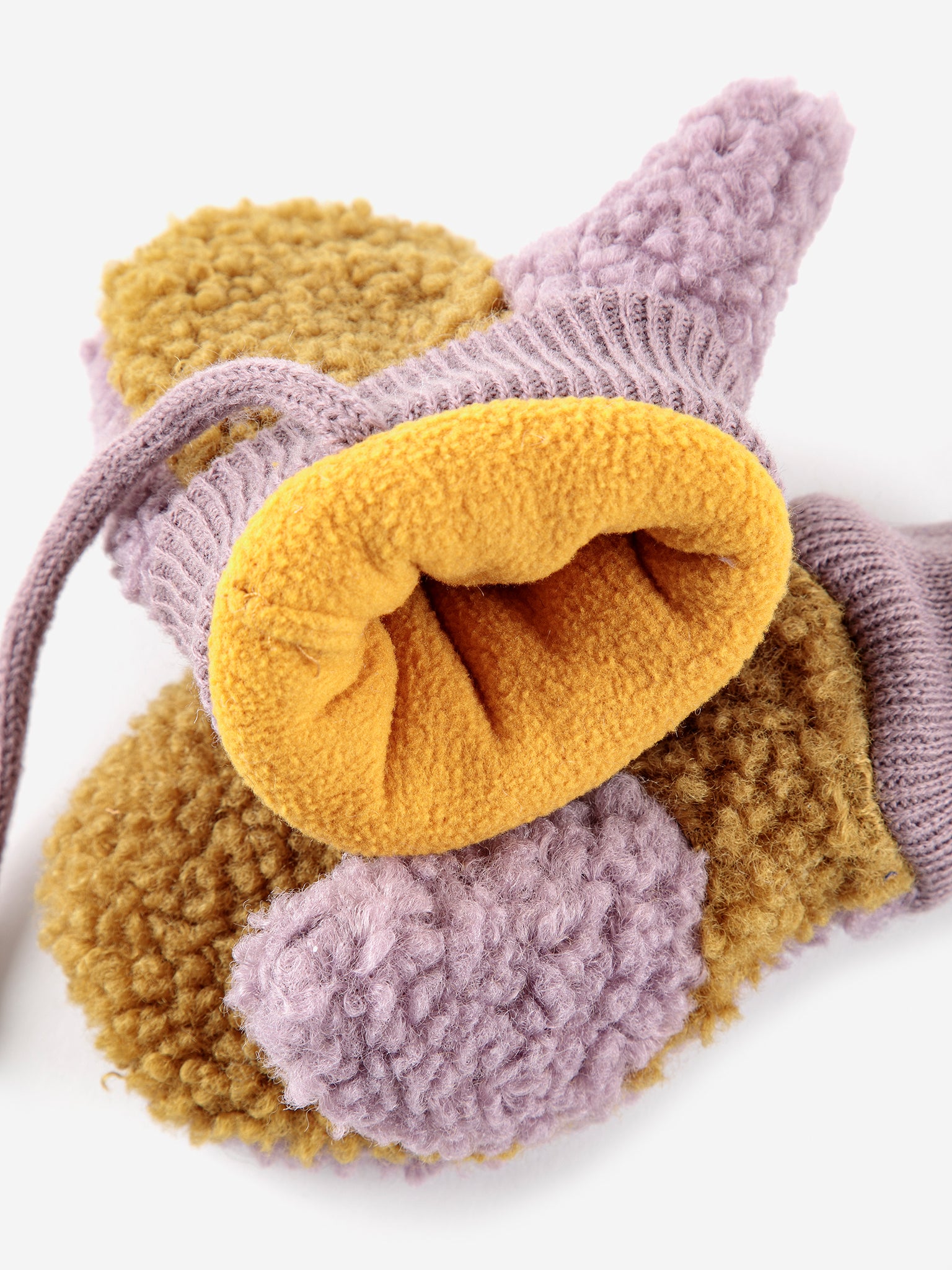 Baby Color Block lavender sheepskin gloves