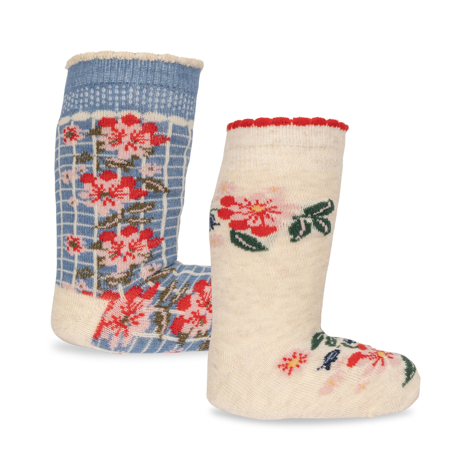 2 PACK FLOWER JACQUARD SOCKS