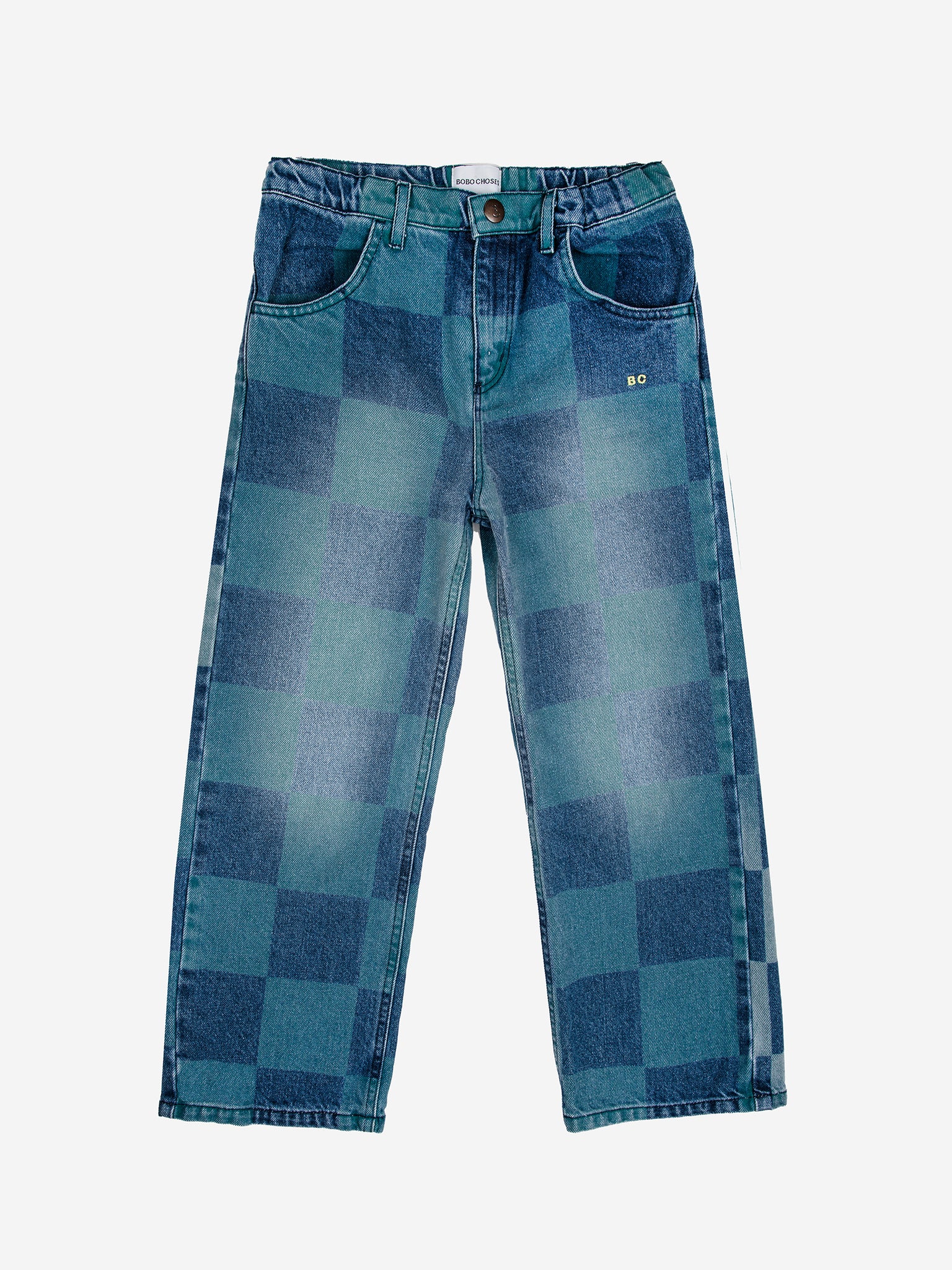 CHECKERBOARD DENIM PANTS