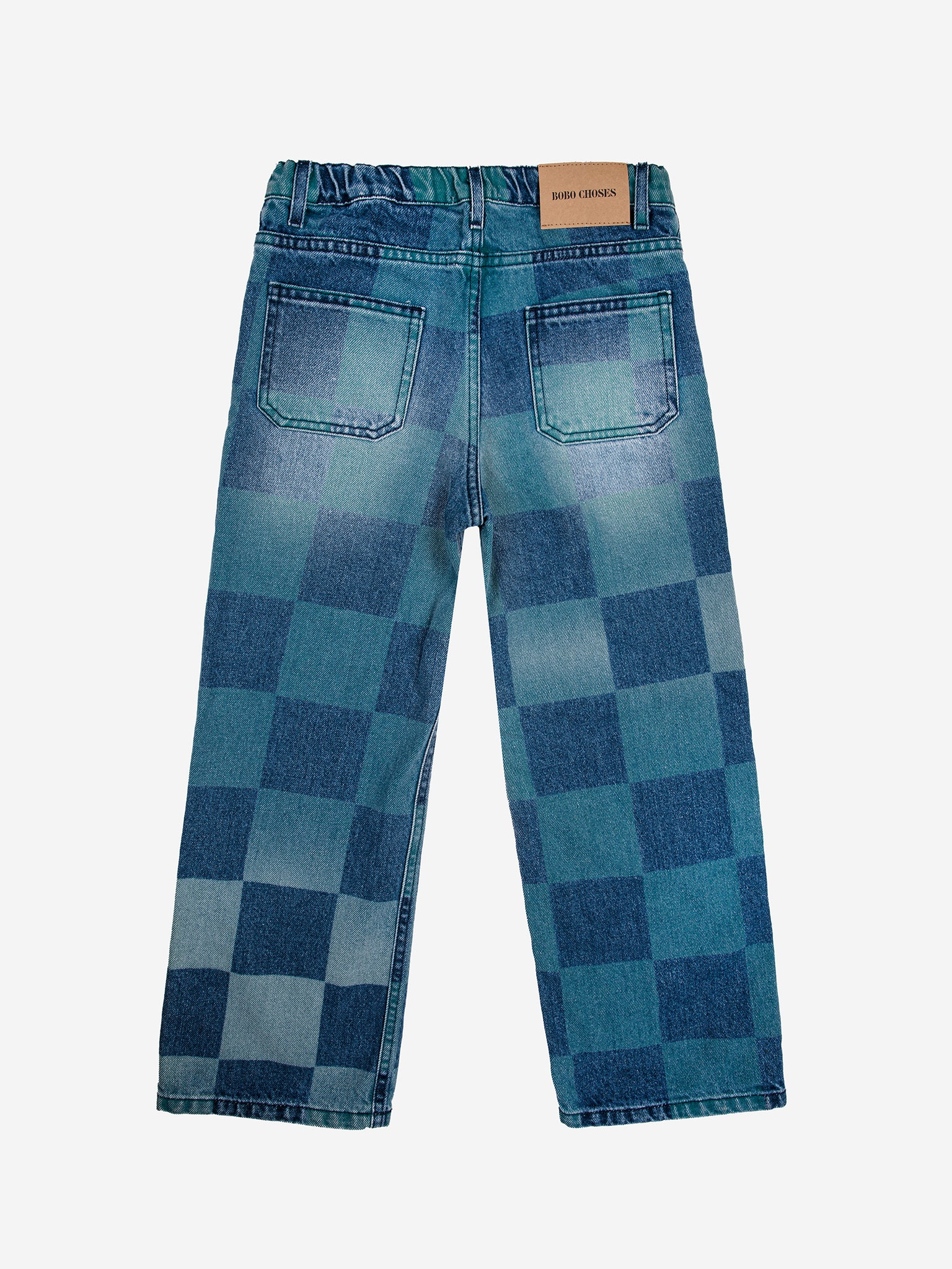 CHECKERBOARD DENIM PANTS
