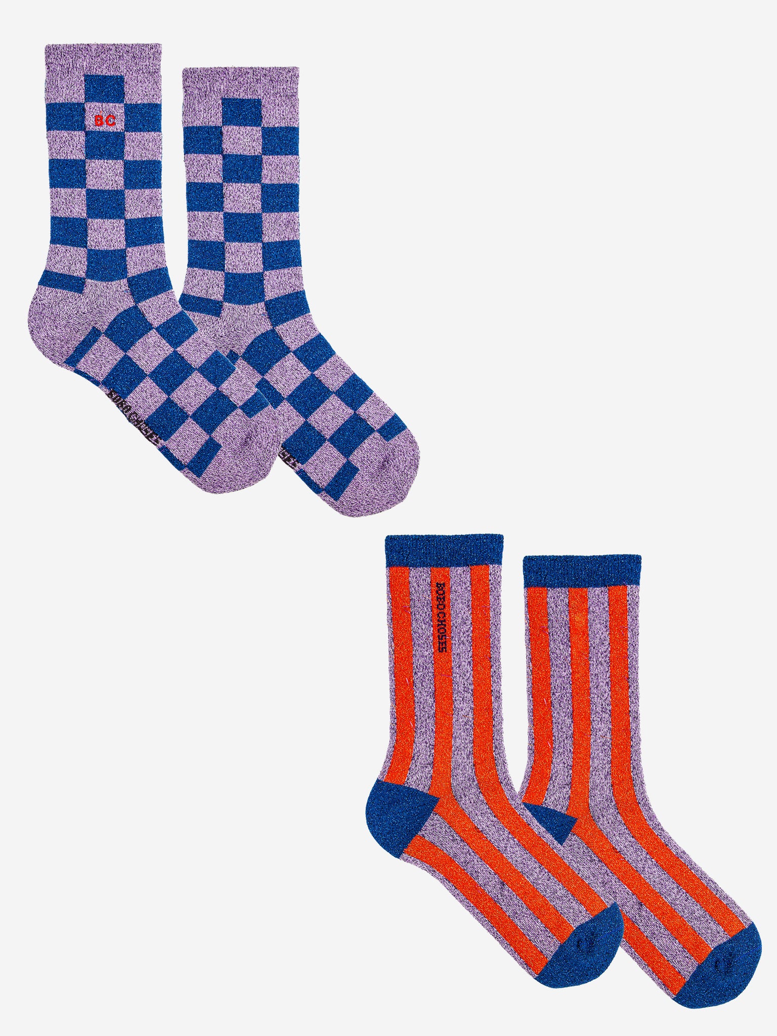 CHECKERBOARD AND STRIPES LONG SOCKS PACK