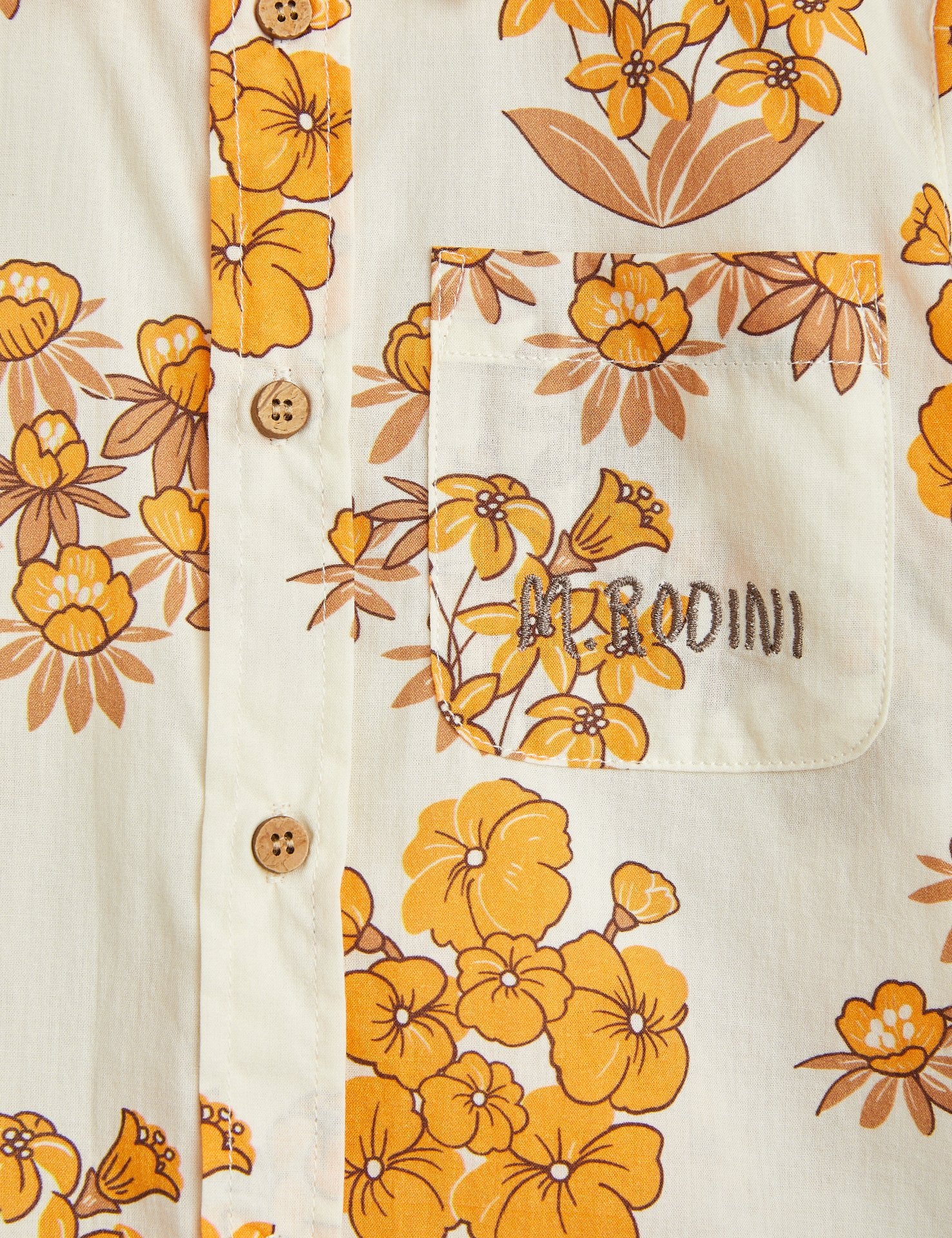 mini rodini liberty dress Beige Flowers Woven Shirt Kids